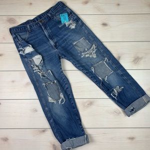 Vintage Rustler boyfriend jeans. Hand distressed